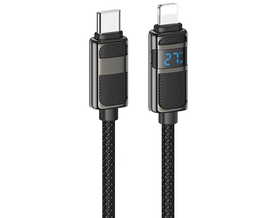 Дата кабель Hoco U137 Line with display Type-C to Lightning 27W (1.2m) Black