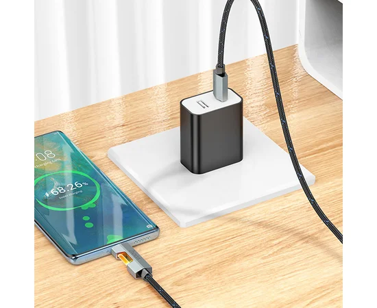 Дата кабель Hoco U123 Regent colorful 60W Type-C to Type-C (1.2m) Black