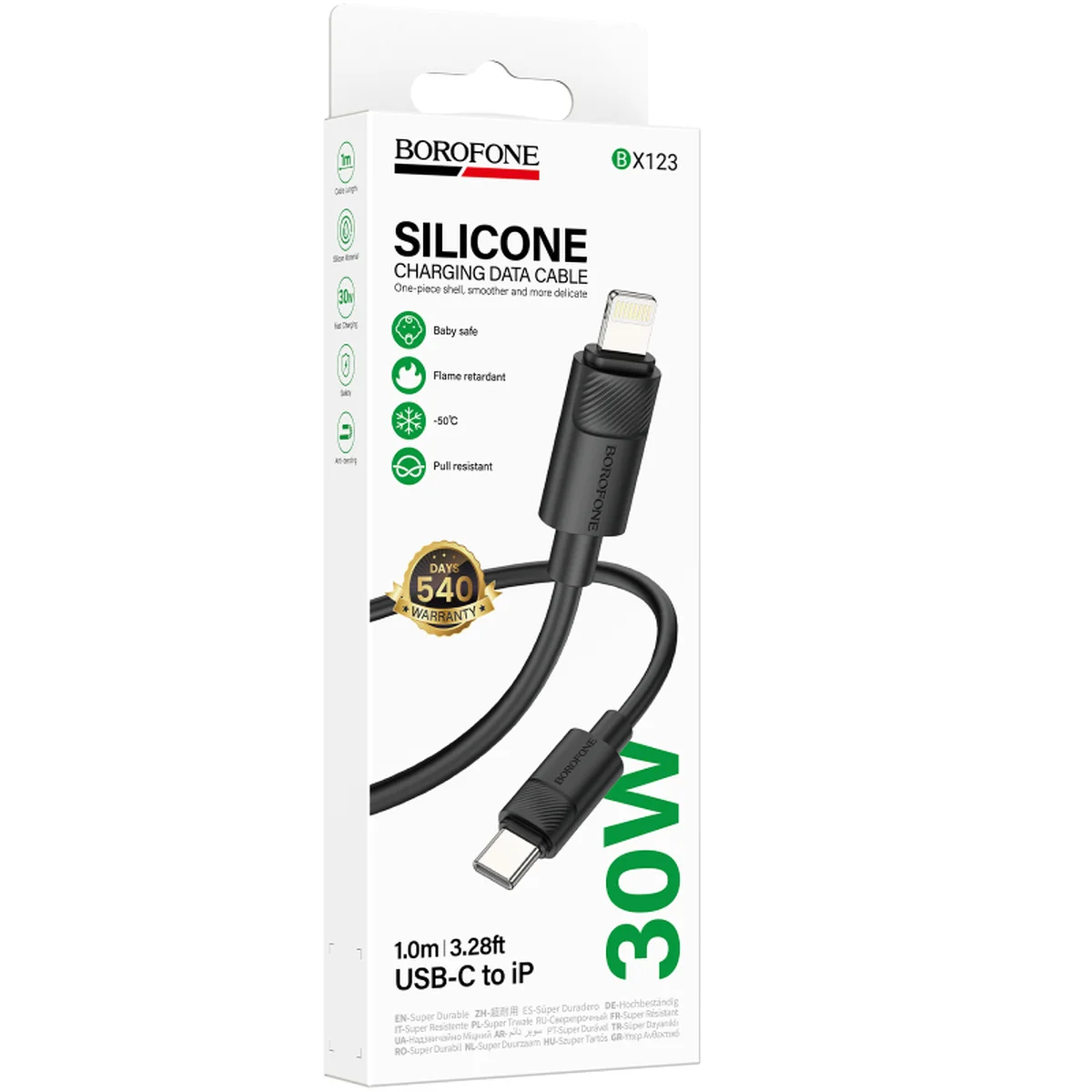 Дата кабель Borofone BX123 Leya Type-C to Lightning 30W (1m) Black