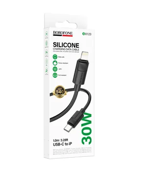 Дата кабель Borofone BX123 Leya Type-C to Lightning 30W (1m) Black