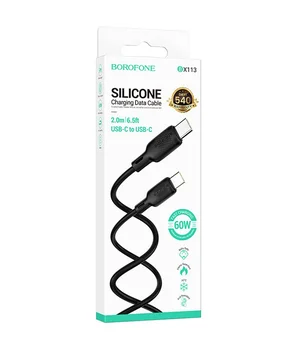 Дата кабель Borofone BX113 Lenny Type-C to Type-C 60W (2m) Black