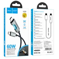 Дата кабель Hoco U123 Regent colorful 60W Type-C to Type-C (1.2m) Black