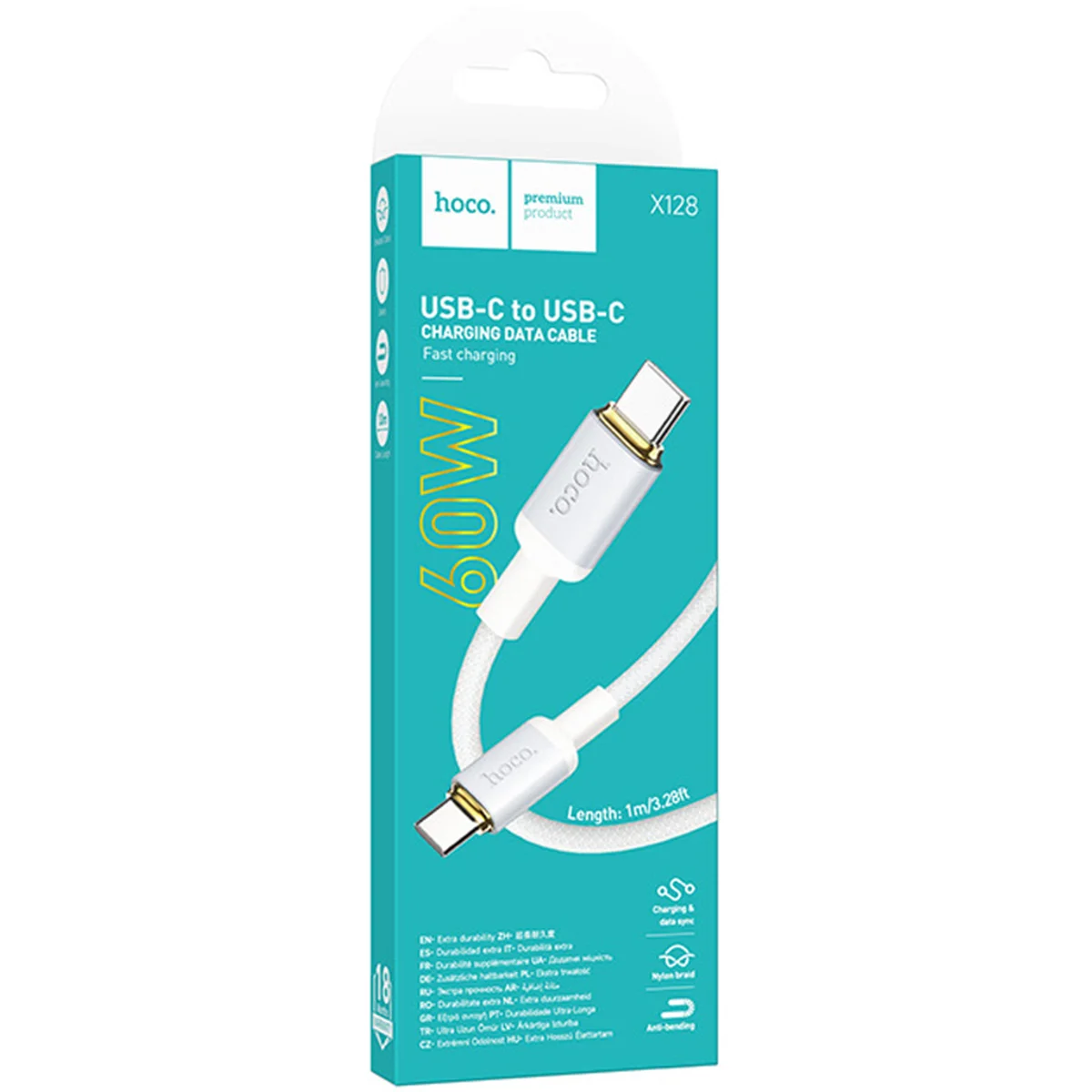 Дата кабель Hoco X128 Benefit Type-C to Type-C 60W (1m) White