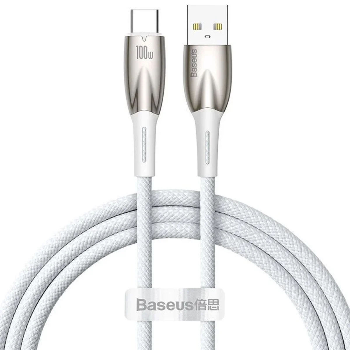 Дата кабель Baseus Glimmer Series Fast Charging Data Cable USB для Type-C 100W 1m (CADH00040) White