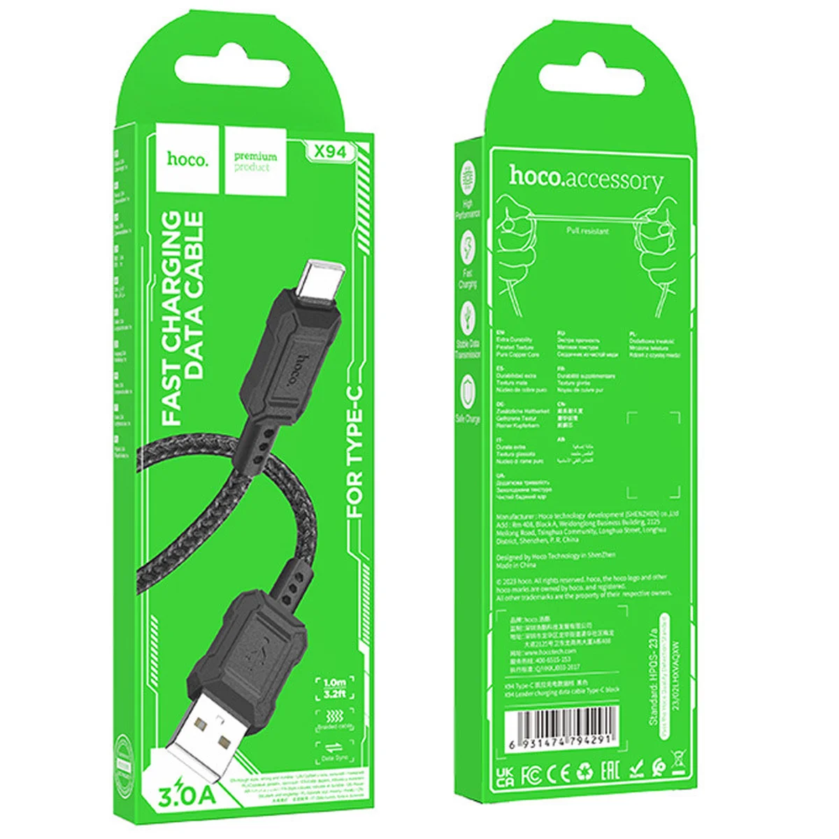 Дата кабель Hoco X94 Leader USB to Type-C (1m) Black