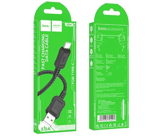Дата кабель Hoco X94 Leader USB to Type-C (1m) Black