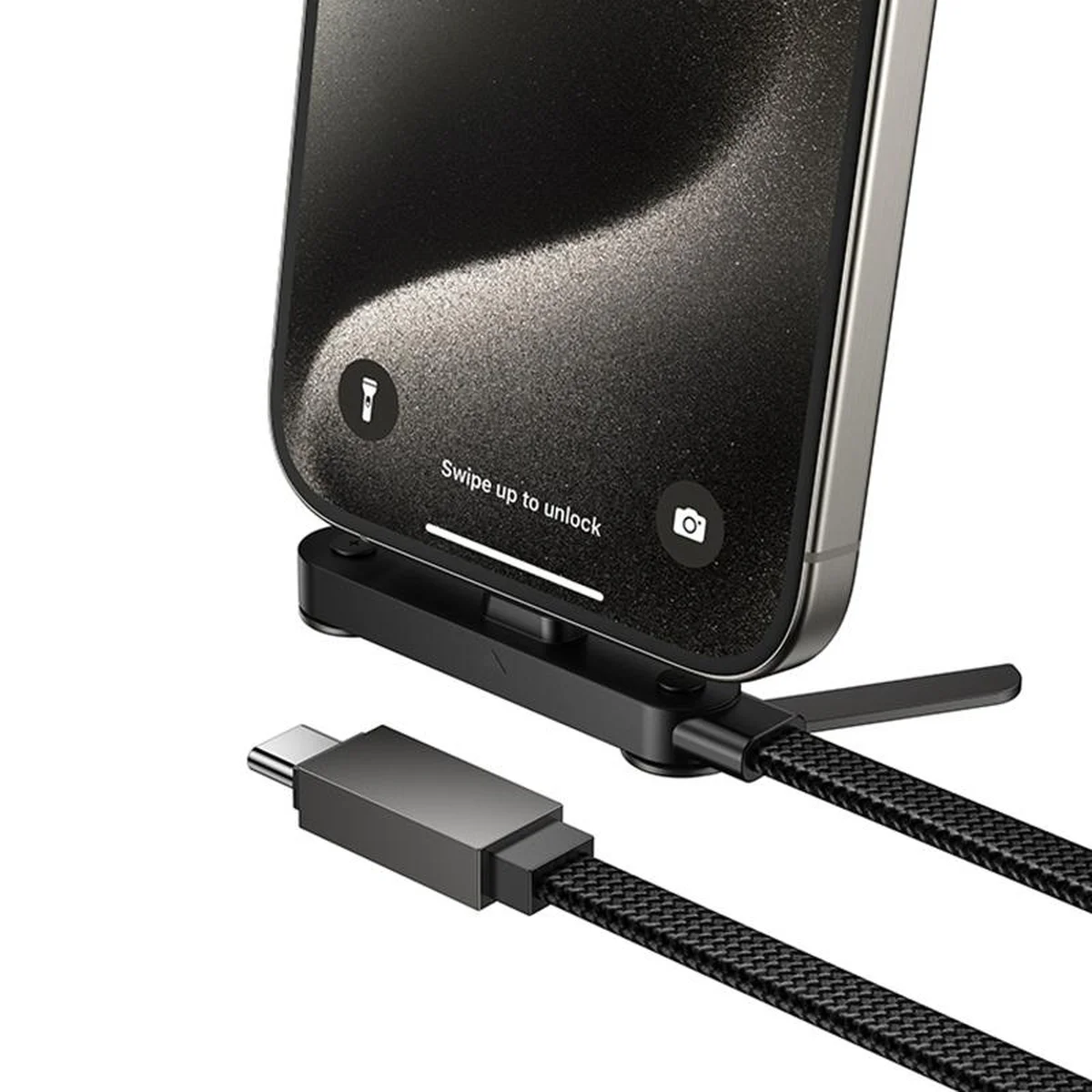 Дата кабель Hoco U150 Exquisite side plug and stand Type-C to Type-C 60W (1.2m) Black