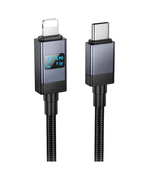 Дата кабель Hoco X118 Generous with display Type-C to Lightning 27W (1m) Black