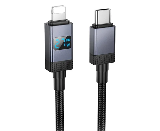 Дата кабель Hoco X118 Generous with display Type-C to Lightning 27W (1m) Black