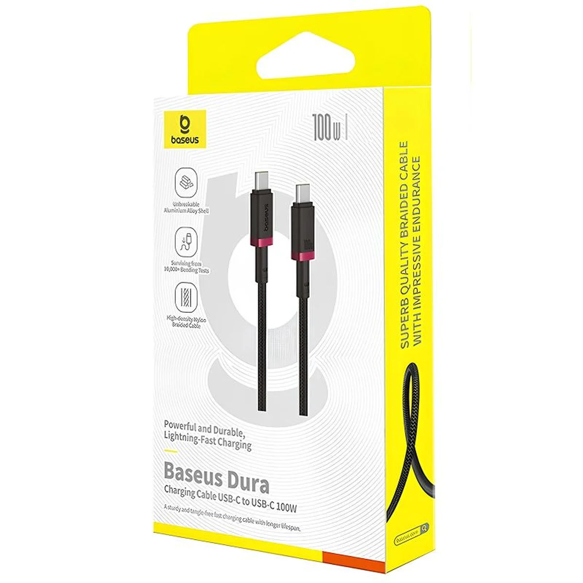 Дата кабель Baseus Dura Series Fast Charging Type-C to Type-C 100W (2m) (P10377803) Red / Black