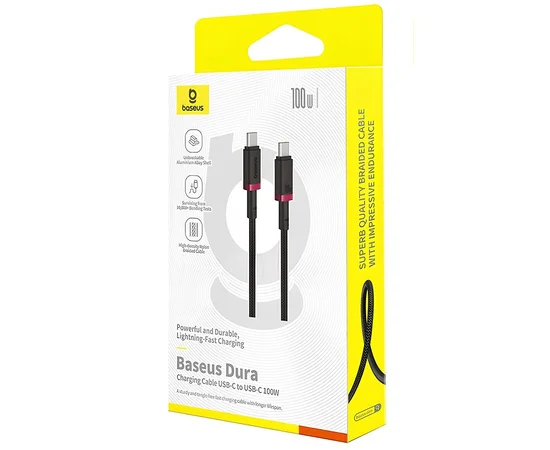 Дата кабель Baseus Dura Series Fast Charging Type-C to Type-C 100W (2m) (P10377803) Red / Black