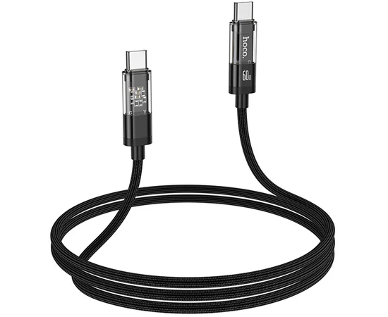 Дата кабель Hoco U116 Transparent Discovery Edition 60W Type-C to Type-C (1.2m) Black