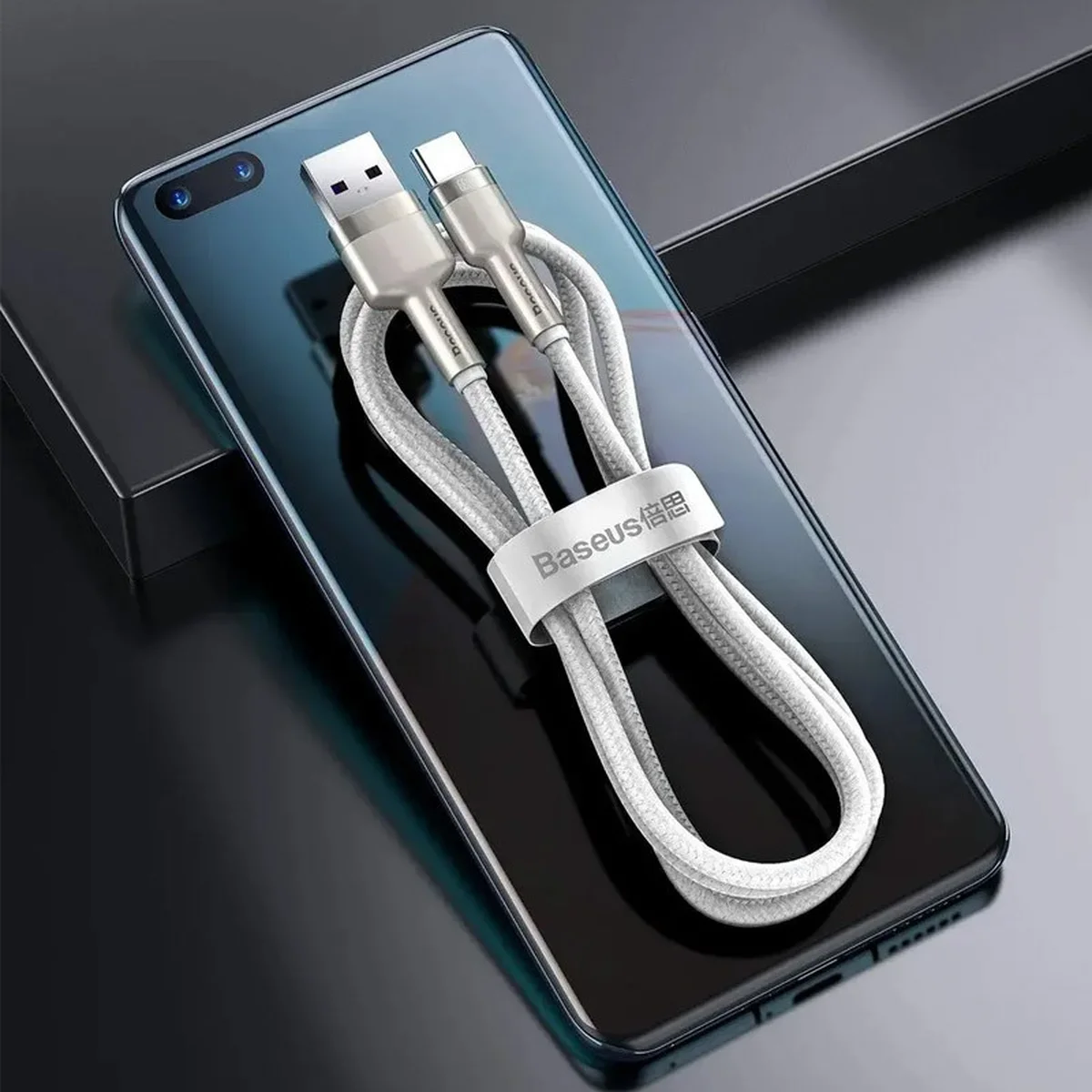 Дата кабель Baseus Cafule Metal Data USB to Type-C 66W (1m) (CAKF00010) White