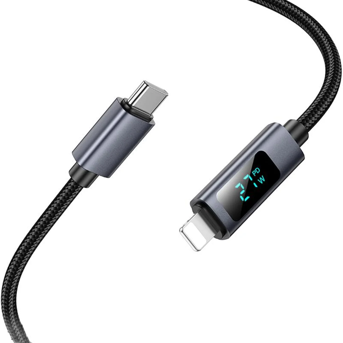 Дата кабель Hoco X112 Favor with display Type-C to Lightning 27W (1m) Black