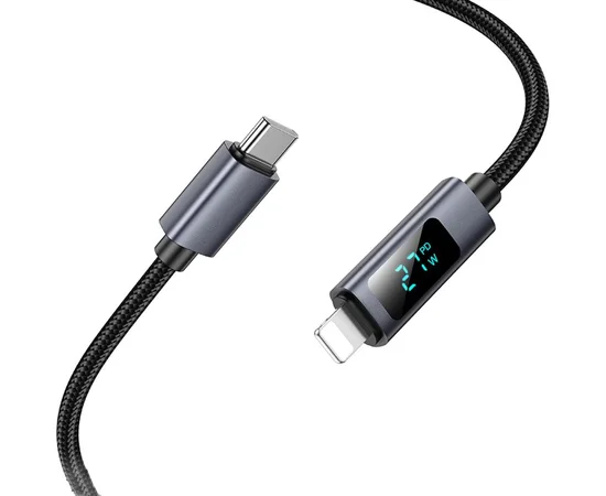 Дата кабель Hoco X112 Favor with display Type-C to Lightning 27W (1m) Black
