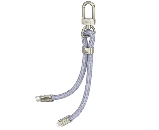 Дата кабель-шнурок Hoco GH5 Elegant Type-C to Lightning (0.21m) Denim Blue