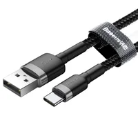 Дата кабель Baseus Cafule USB to Type-C Cable 3A (0.5m) (CATKLF-A) Серый / Черный
