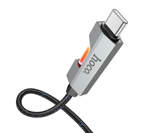 Дата кабель Hoco U123 Regent colorful 3A USB to Type-C (1.2m) Black