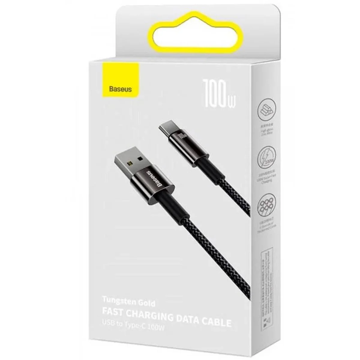 Дата кабель Baseus Tungsten Gold USB для Type-C Cable 100W (1m) (CAWJ00000) Black