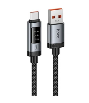Дата кабель Hoco U148 Lord with display USB to Type-C 100W (1.2m) Black