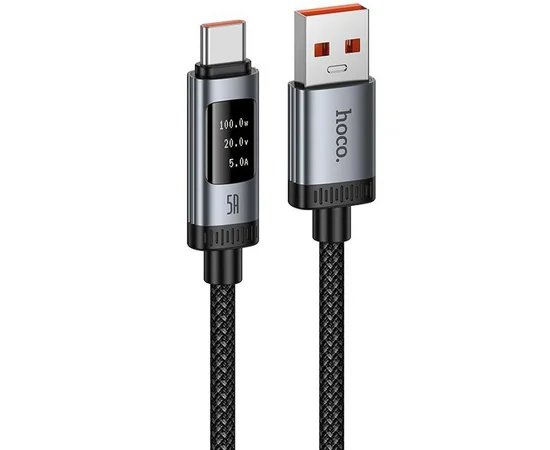 Дата кабель Hoco U148 Lord with display USB to Type-C 100W (1.2m) Black
