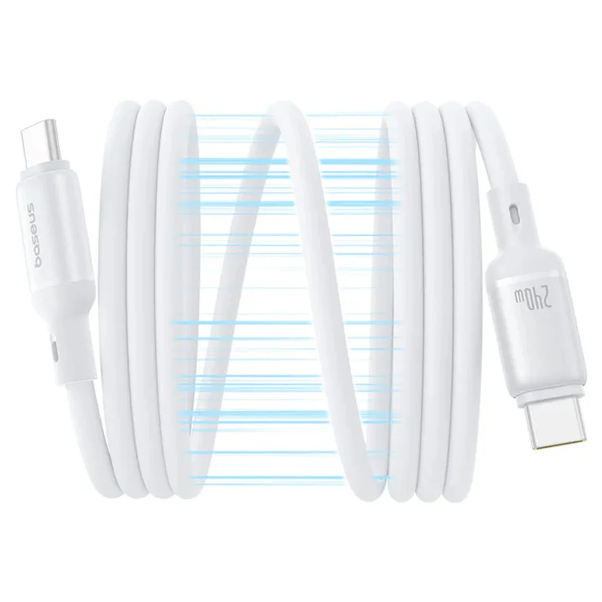 Дата кабель Baseus PicoGo Magnetic Liquid Silicone Type-C to Type-C 240W (1m) (P10376800) Moon White