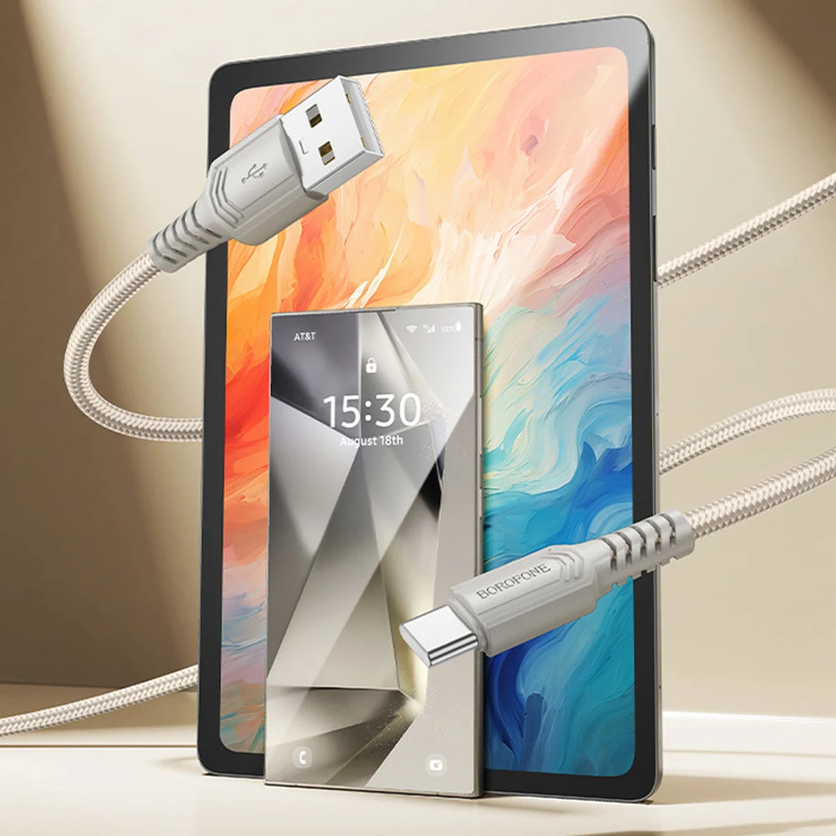 Дата кабель Borofone BX116 Certain USB для Type-C 3A (1m) Gray