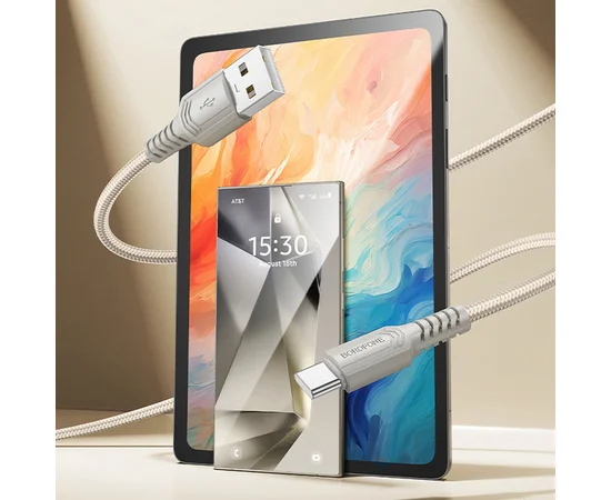 Дата кабель Borofone BX116 Certain USB to Type-C 3A (1m) Gray