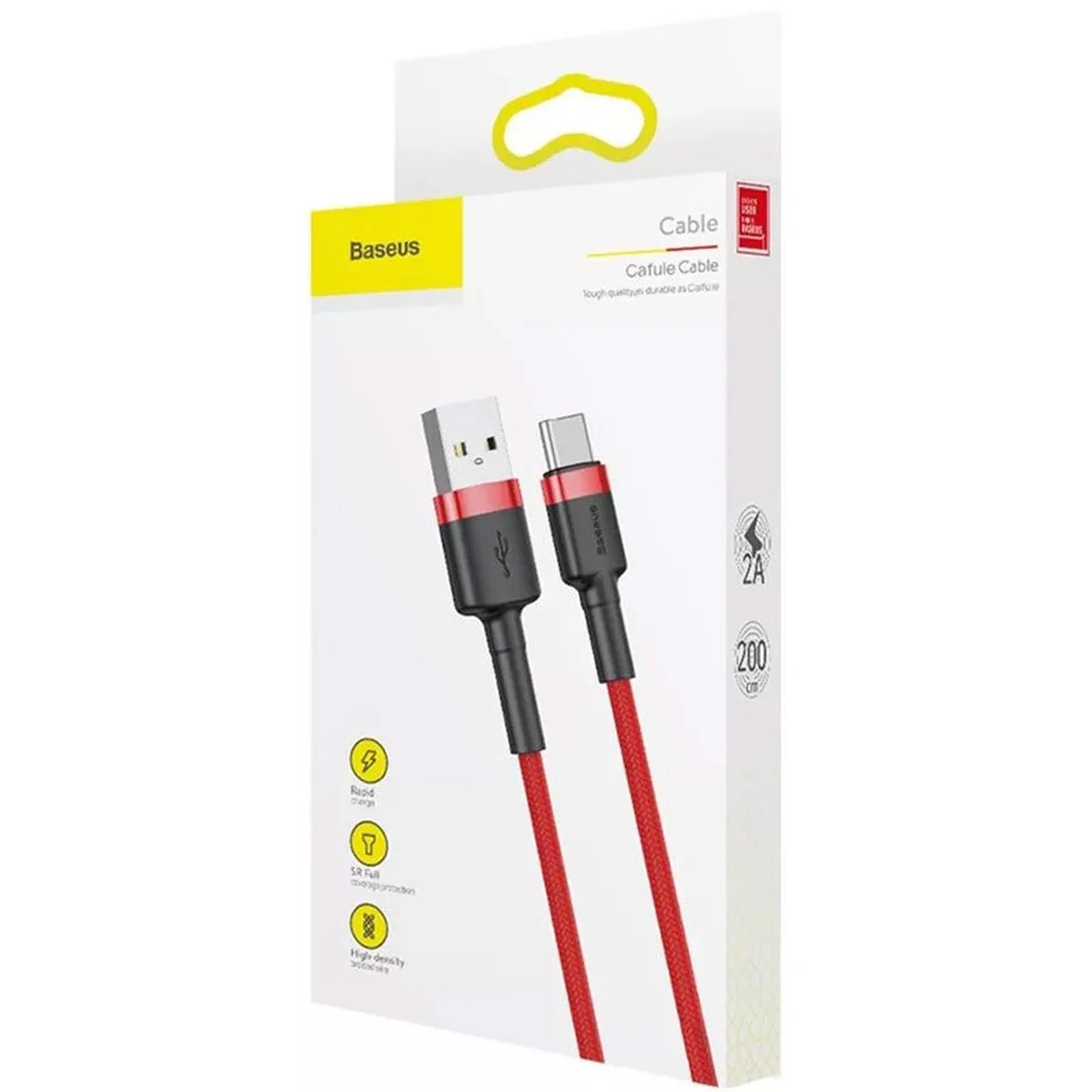 Дата кабель Baseus Cafule Type-C Cable 2A (2m) (CATKLF-C) Красный