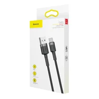 Дата кабель Baseus Cafule USB to Type-C Cable 3A (0.5m) (CATKLF-A) Серый / Черный