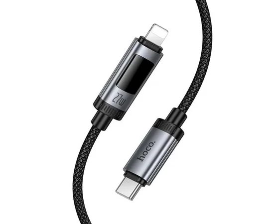 Дата кабель Hoco U148 Lord with display Type-C to Lightning 27W (1.2m) Black