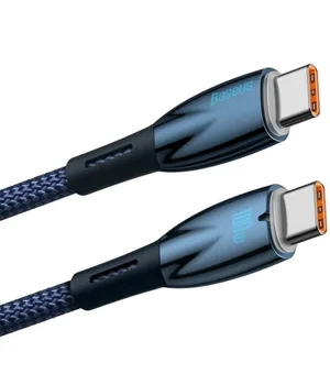 Дата кабель Baseus Glimmer Series Fast Charging Type-C to Type-C 100W 1m (CADH00070) Blue