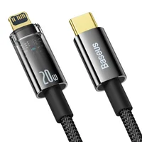 Дата кабель Baseus Explorer Auto Power-Off Fast Charging Type-C to Lightning 20W (1m) (CATS000001) Black