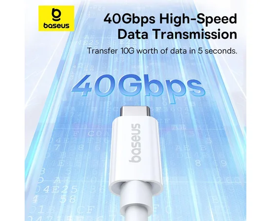 Дата кабель Baseus Superior Series 2 USB4 Full-Function Type-C to Type-C 240W (1m) (P10365200211) Moon White