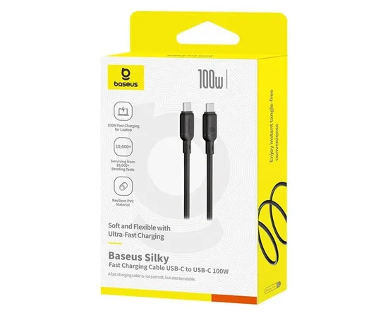 Дата кабель Baseus Silky Series OS Fast Charging Type-C to Type-C 100W (1m) (P10377704) Cluster Black