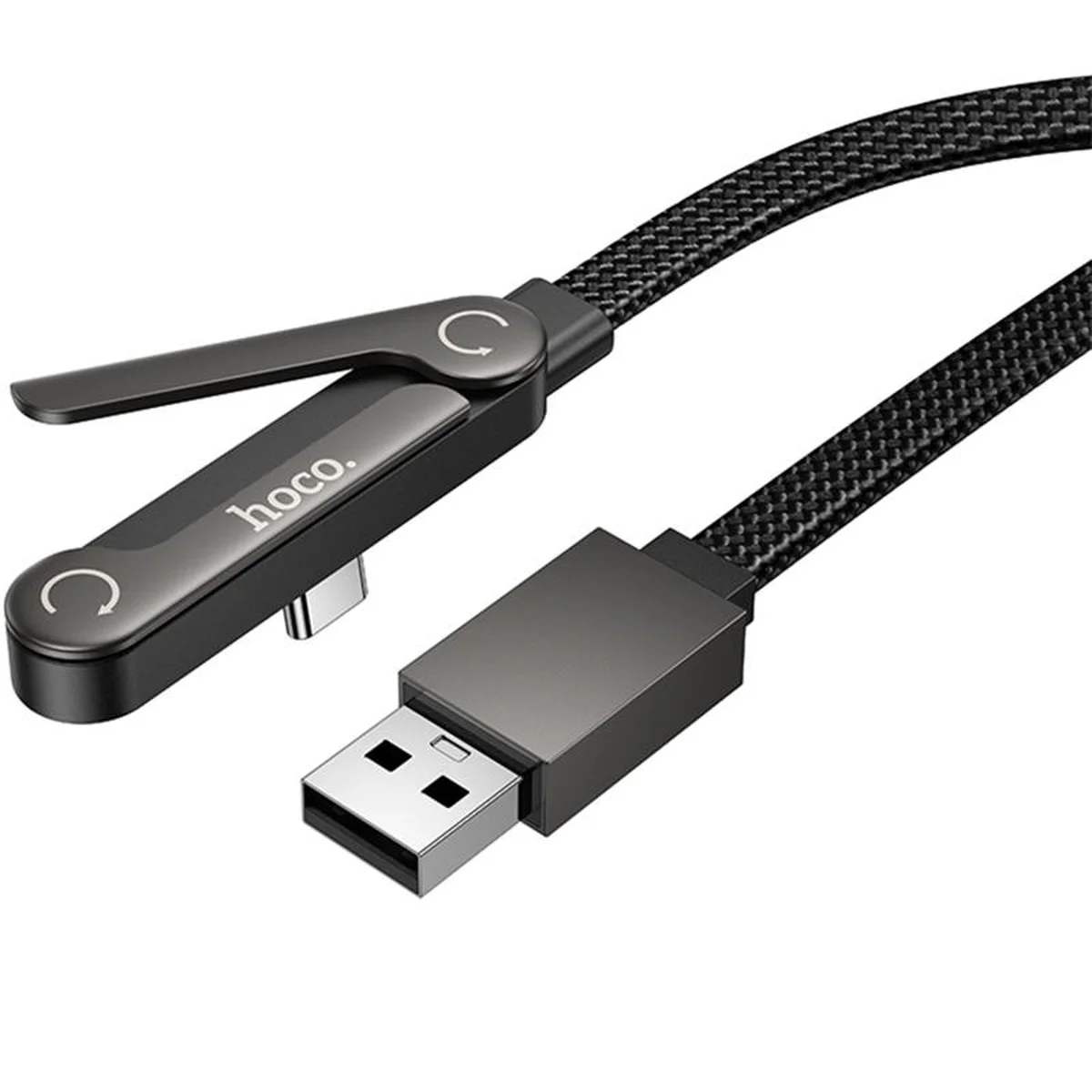 Дата кабель Hoco U150 Exquisite side plug and stand USB to Type-C 36W (1.2m) Black