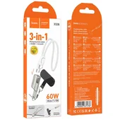Дата кабель Hoco X126 Experto Type-C to Type-C 60W + Phone Holder & Lanyard (0.35m) Light Gray