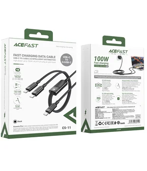 Дата кабель Acefast C5-11 USB-C to 2xUSB-C 100W (1.2m) Black