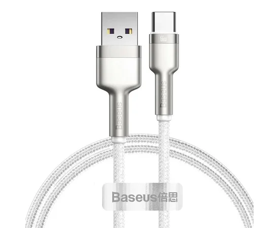 Дата кабель Baseus Cafule Metal Data USB to Type-C 66W (2m) (CAKF0002) White