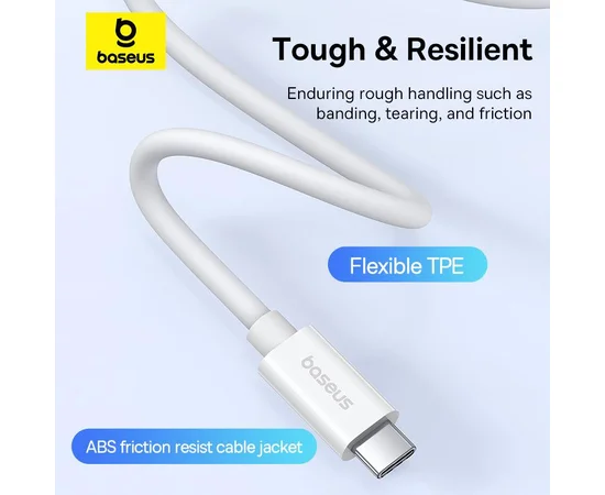 Дата кабель Baseus Superior Series 2 USB4 Full-Function Type-C to Type-C 240W (1m) (P10365200211) Moon White