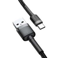 Дата кабель Baseus Cafule USB to Type-C Cable 3A (0.5m) (CATKLF-A) Серый / Черный