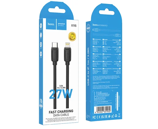 Дата кабель Hoco X115 Surpass Type-C to Lightning 27W (1m) Black