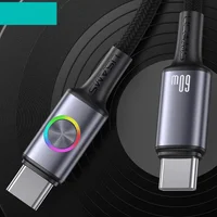 Дата кабель Usams US-SJ752 With Colorful Light Huan Ser. Type-C to Type-C 60W (1.2m) Tarnish