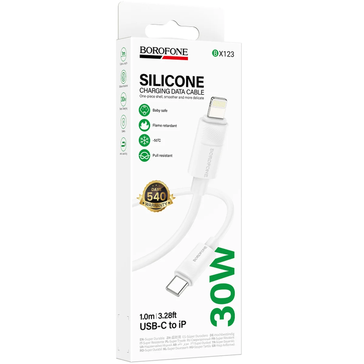 Дата кабель Borofone BX123 Leya Type-C to Lightning 30W (1m) White