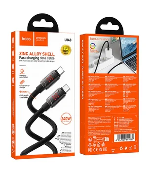 Дата кабель Hoco U143 Joy Type-C to Type-C 240W (1.2m) Black