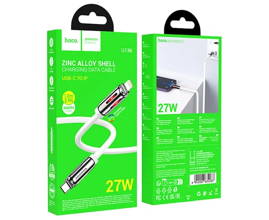 Дата кабель Hoco U136 Prize Type-C to Lightning 27W (1.2m) White