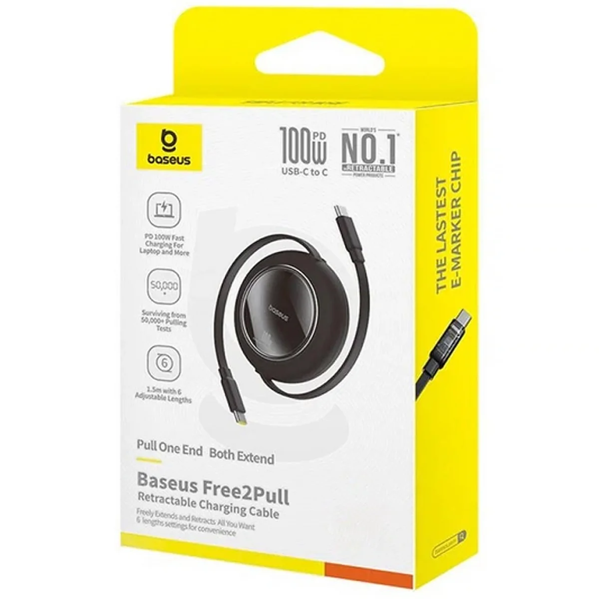 Дата кабель Baseus Free2Pull Mini Retractable Type-C to Type-C 100W (2m) (P10364500113) Cluster Black