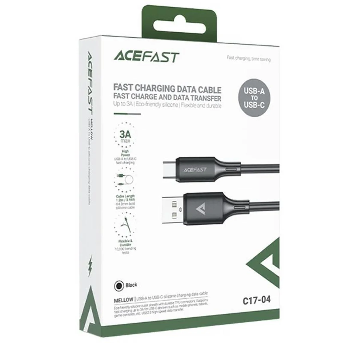 Дата кабель Acefast C17-04 USB-Type-C 3A (1.2m) Black