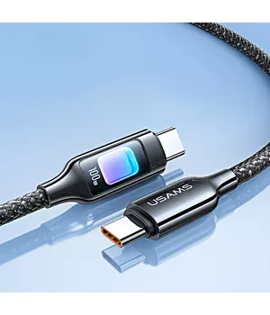 Дата кабель Usams US-SJ750 With Colorful Light TC Ser. Type-C to Type-C 100W (1.2m) Tarnish