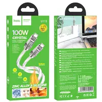 Дата кабель Hoco U113 Solid 100W Type-C to Type-C (1m) Silver